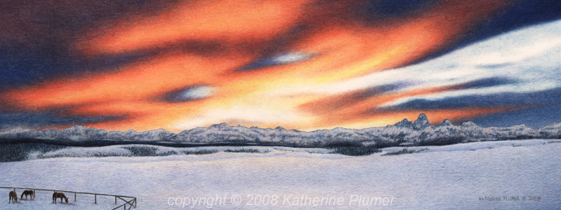 Teton Landscape Drawing Katherine Plumer